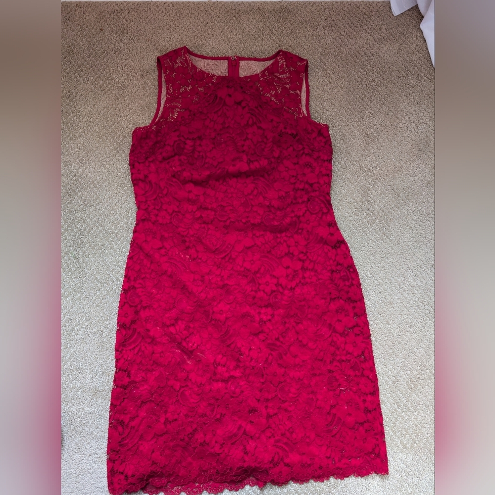Vintage Ralph Lauren Red Lace-Cocktail Dress
